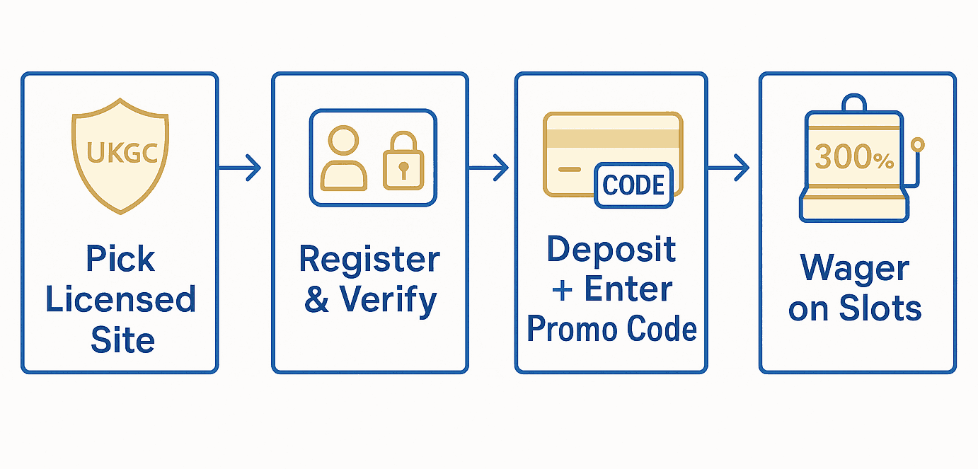 Process diagram for claiming 300 casino bonus