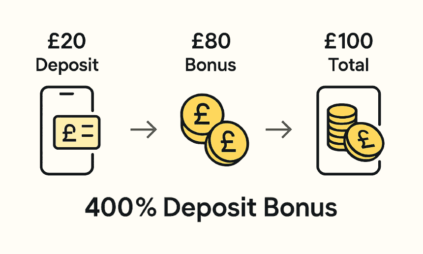 Infographic: 400 bonus casino multiplies £20 to £100