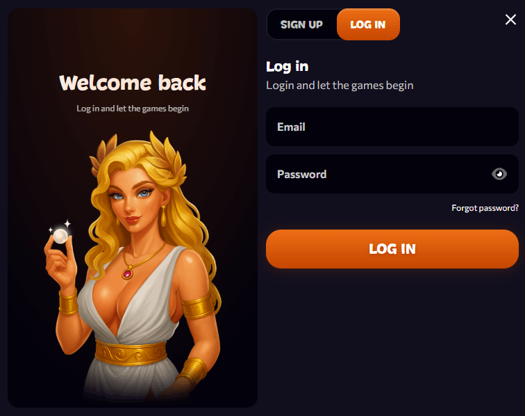 Aphrodite Casino login illustration showing sign-in form, browser access, and 2FA prompt