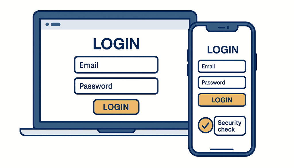 Aztec Paradise login screen with email/password and a ‘Security check’ badge — brand-neutral