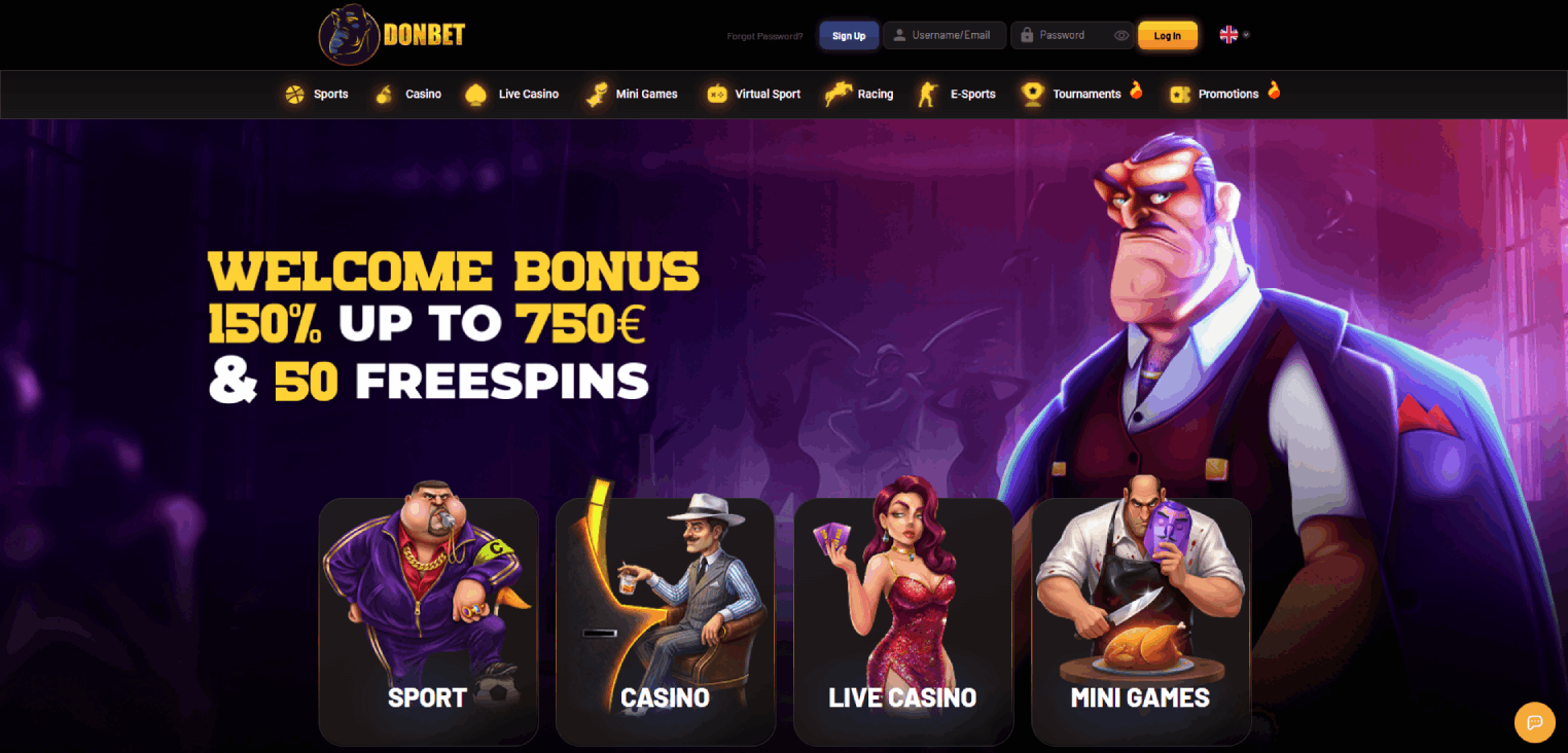 Donbet Main page screenshot