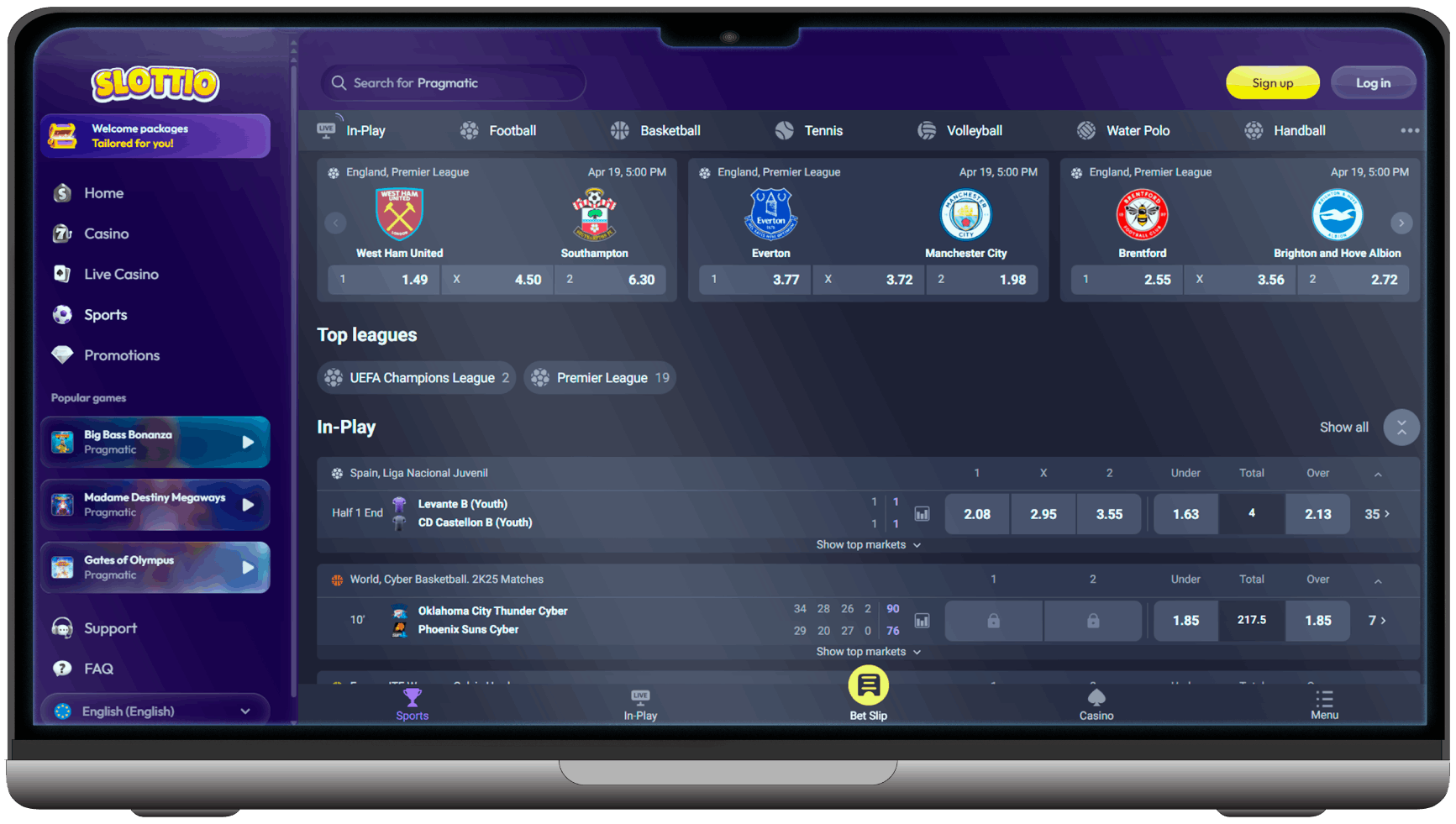 Sports Betting at Slottio Casino