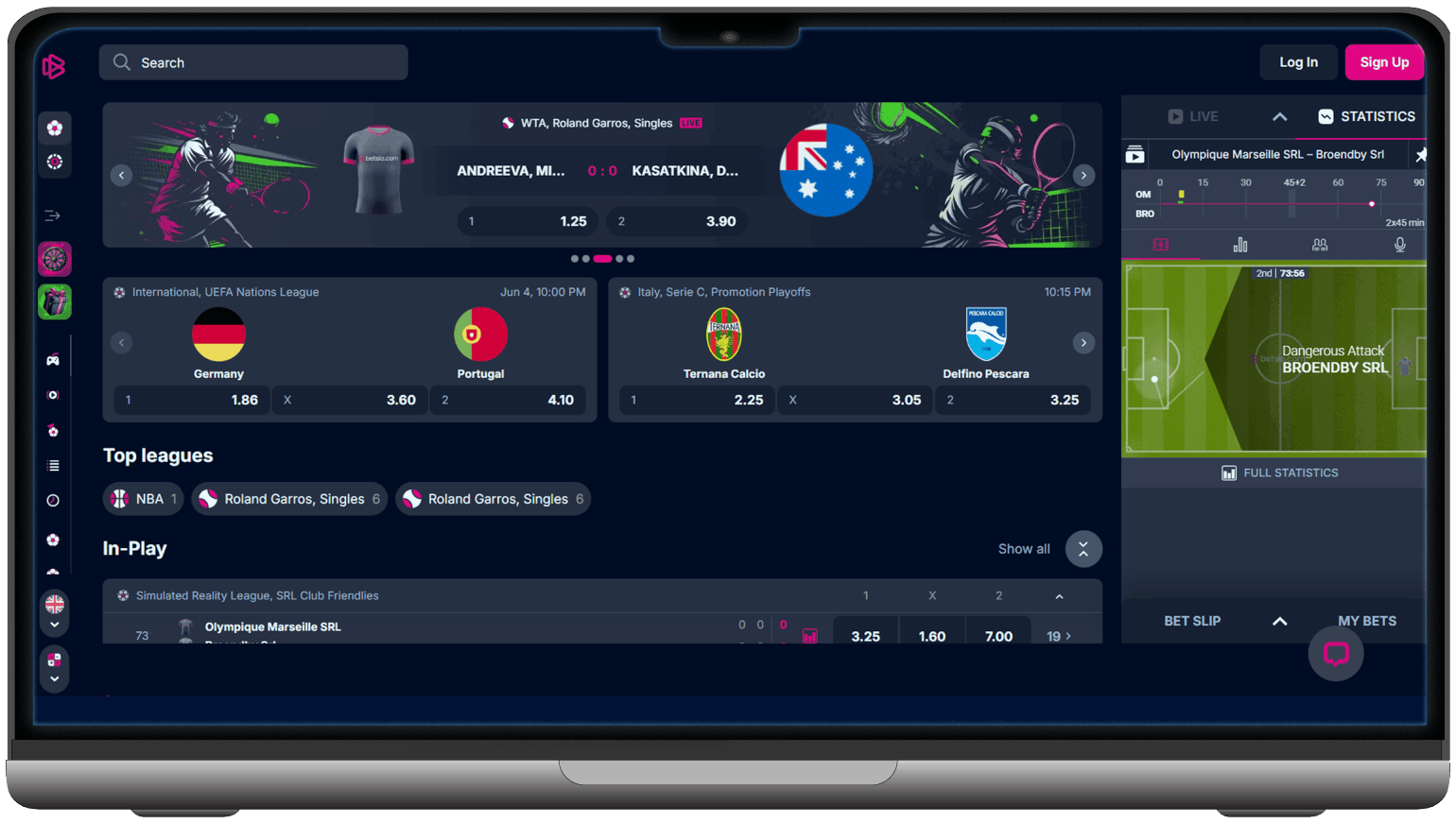 Screenshot of Betsio Casino Sport Betting Section (desktop view)