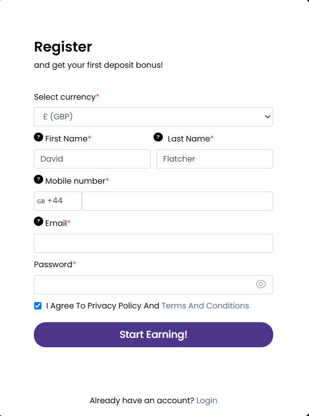 Magic Win casino login screen on desktop—email & password fields highlighted